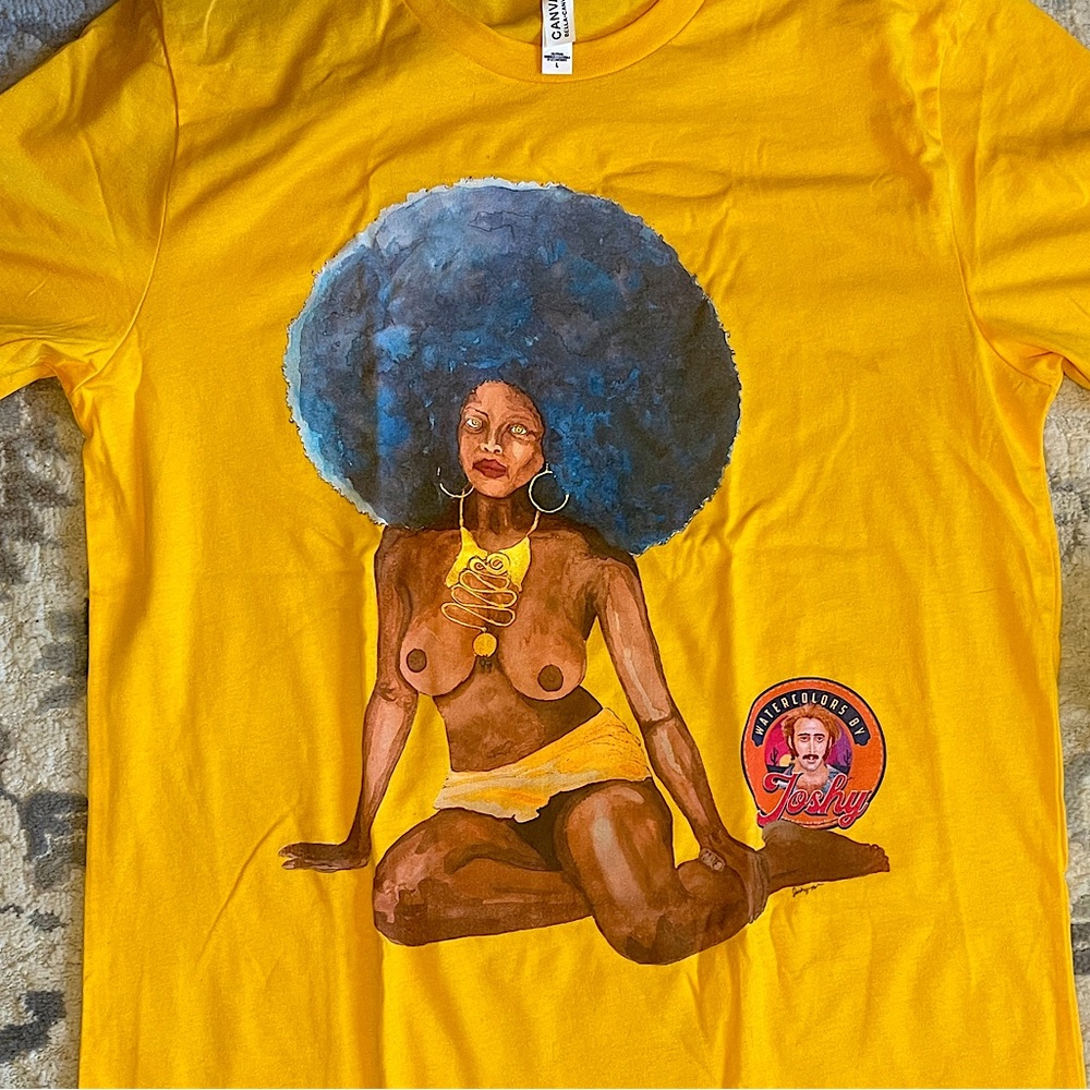 Supernaturual Dream 70s Afro Queen Tee- Nude Topless Model The Shining Art Shirt